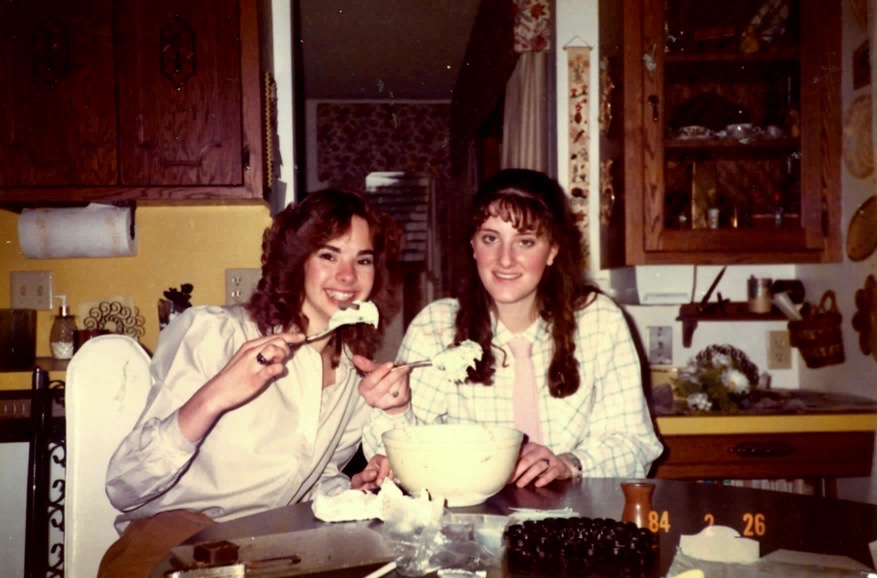 Sue and I before a double date. Here we were feasting on the leftover ice cream from the ice cream pie we made for the dessert. Of course, a lot of the fun was had in the preparation of the date. She was with Lonnie; my date was Tom Marzolf who went to a private school in St. Paul - wowee.